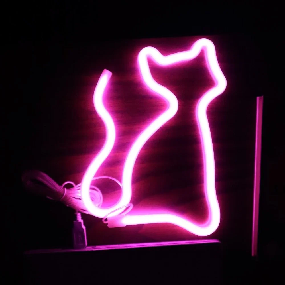 atomi USB-Powered Neon LED Wall Light - Pink Cat